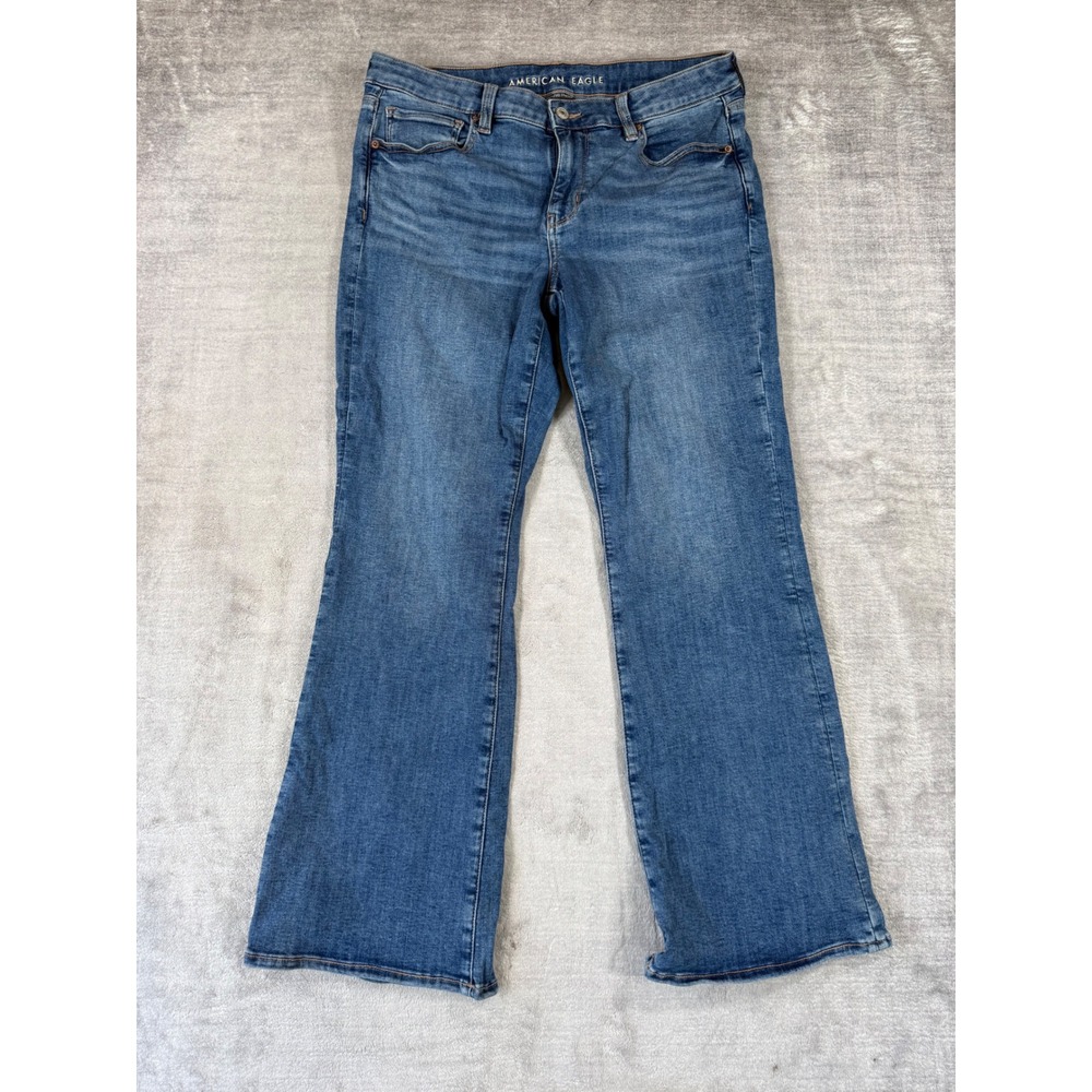 American Eagle Jeans Women 12 Short Blue Kick Boot Next Level Stretch Denim